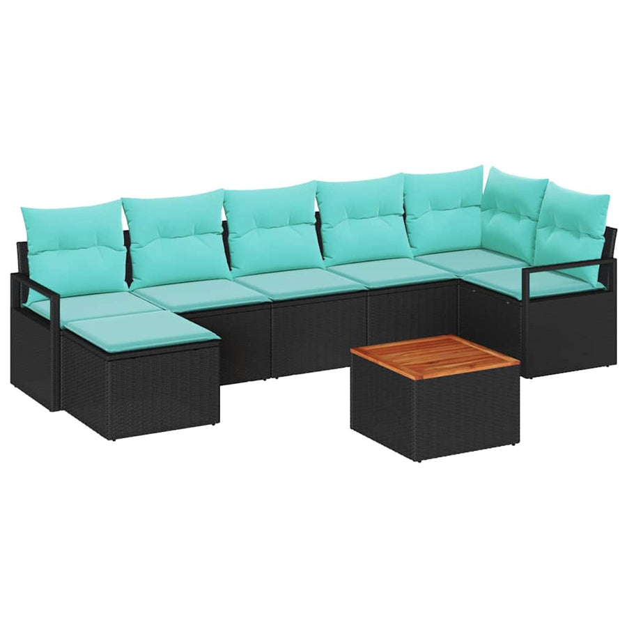 Tuinbankenset met kussen 8 pcs Zwart poly rattan
