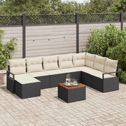 Tuinbankenset poly rattan 9-delig zwart