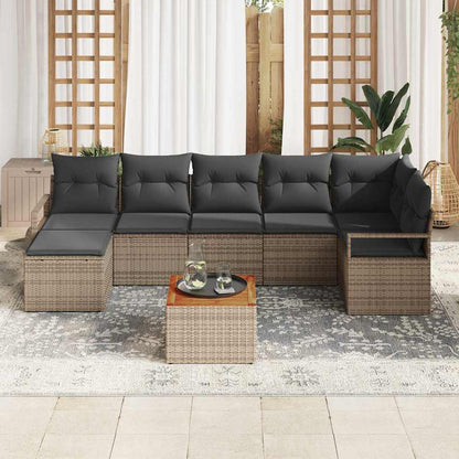 Tuinbankenset met kussen 9 pcs Grijs poly rattan