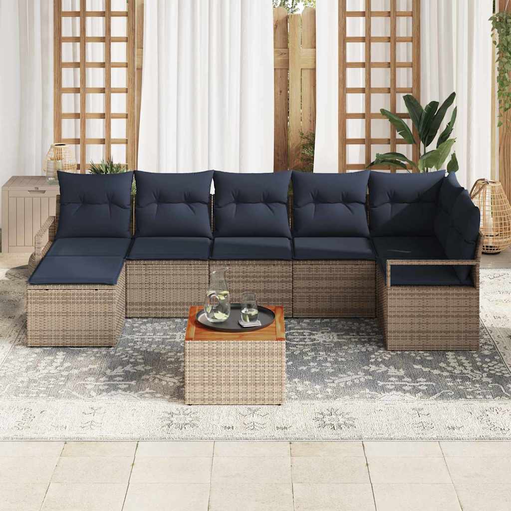 Tuinbankenset met kussen 9 pcs Grijs poly rattan