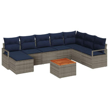 Tuinbankenset met kussen 9 pcs Grijs poly rattan