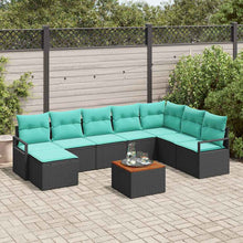 Tuinbankenset met kussen 9 pcs Zwart poly rattan