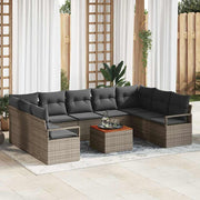 Tuinbankenset poly rattan grijs 10-delig