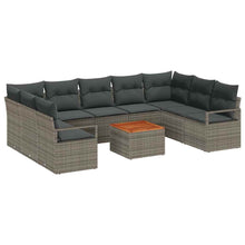 Tuinbankenset met kussen 10 pcs Grijs poly rattan