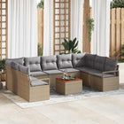 Garden bench set with cushion 10 pcs Beige poly rattan