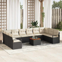 Tuinbankenset met kussen 11 pcs Zwart poly rattan