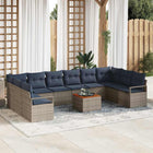 Tuinbankenset poly rattan grijs 11-delig