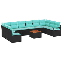 Tuinbankenset met kussen 11 pcs Zwart poly rattan