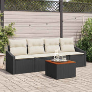 Tuinbankenset poly rattan zwart 5-delig