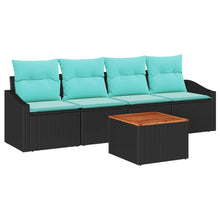 Tuinbankenset met kussen 5 pcs Zwart poly rattan