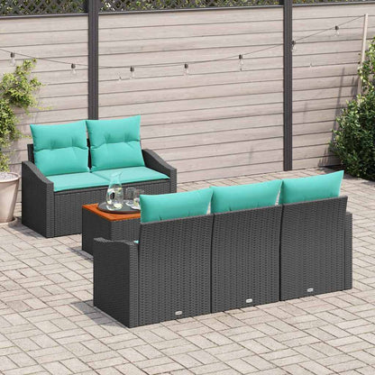 Tuinbankenset met kussen 6 pcs Zwart poly rattan