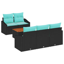 Tuinbankenset met kussen 6 pcs Zwart poly rattan