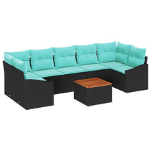 Tuinbankenset met kussen 8 pcs Zwart poly rattan