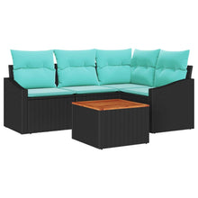 Tuinbankenset met kussen 5 pcs Zwart poly rattan