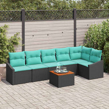 Tuinbankenset met kussen 7 pcs Zwart poly rattan