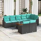 Tuinbankenset 8 persoons poly rattan acaciahout zwart