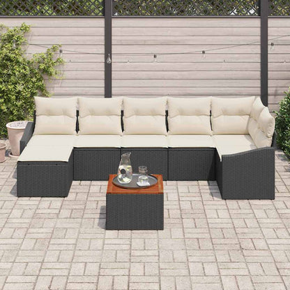 Tuinbankenset met kussen 8 pcs Zwart poly rattan