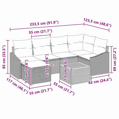 Tuinbankenset met kussen 8 pcs Zwart poly rattan