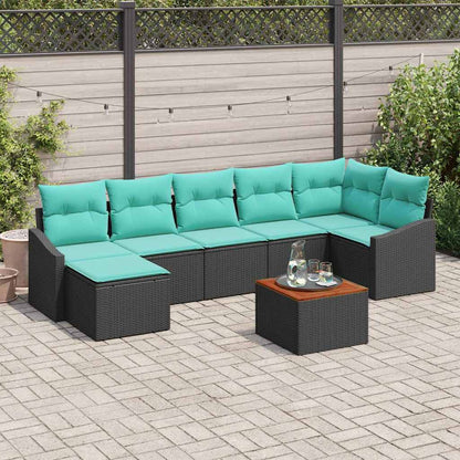 Tuinbankenset met kussen 8 pcs Zwart poly rattan
