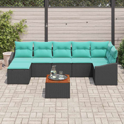 Tuinbankenset met kussen 8 pcs Zwart poly rattan
