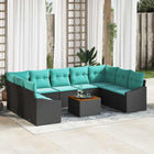 Tuinbankenset poly rattan 9 persoons zwart