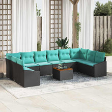 Tuinbankenset met kussen 11 pcs Zwart poly rattan