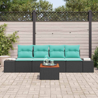 Tuinbankenset met kussen 5 pcs Zwart poly rattan