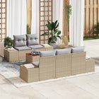 Garden bench set with cushion 6 pcs Beige poly rattan