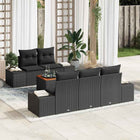 Garden Bench Set with Cushion 6 pcs Black poly rattan