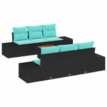 Tuinbankenset 7 st Zwart poly rattan
