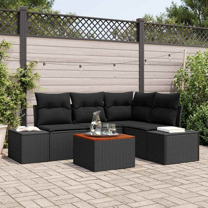 Tuinbankenset met kussen 5 pcs Zwart poly rattan