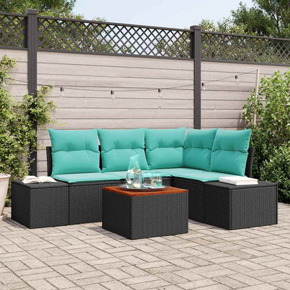 Tuinbankenset met kussen 5 pcs Zwart poly rattan