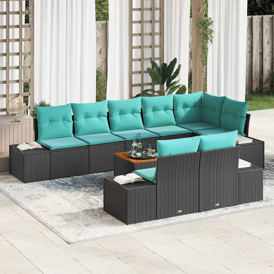 Tuinbankenset 9 st Zwart poly rattan