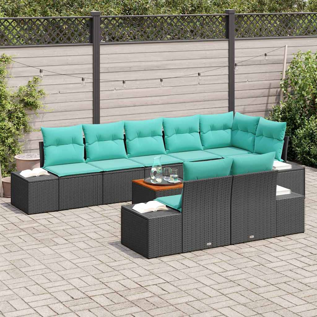 Tuinbankenset 9 st Zwart poly rattan