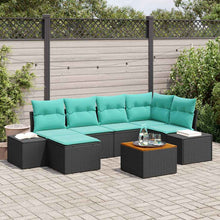 Tuinbankenset met kussen 7 pcs Zwart poly rattan