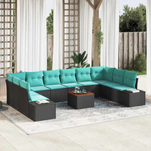 Tuinbankenset met kussen 11 pcs Zwart poly rattan