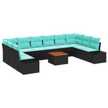 Tuinbankenset met kussen 11 pcs Zwart poly rattan