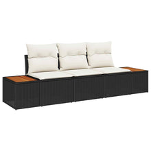 Tuin Sofa Set met kussen 3 pcs Zwart poly rattan