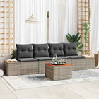 Garden Lounge Set with Cushions 5 pcs Grey Poly Rattan