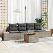 Tuinset poly rotan grijs 5-delig met kussens