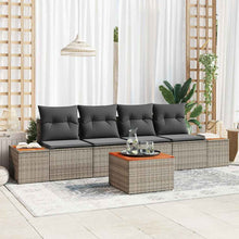 Tuinbankenset met kussen 5 pcs Grijs Poly riet
