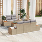 Garden bench set with cushion 6 pcs Beige Poly rattan