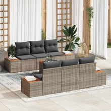 Tuinbankenset met kussen 7 pcs Grijs Poly riet