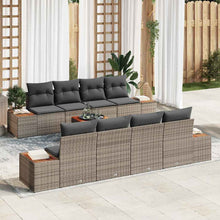 Tuinbankenset met kussen 9 pcs Grijs Poly riet