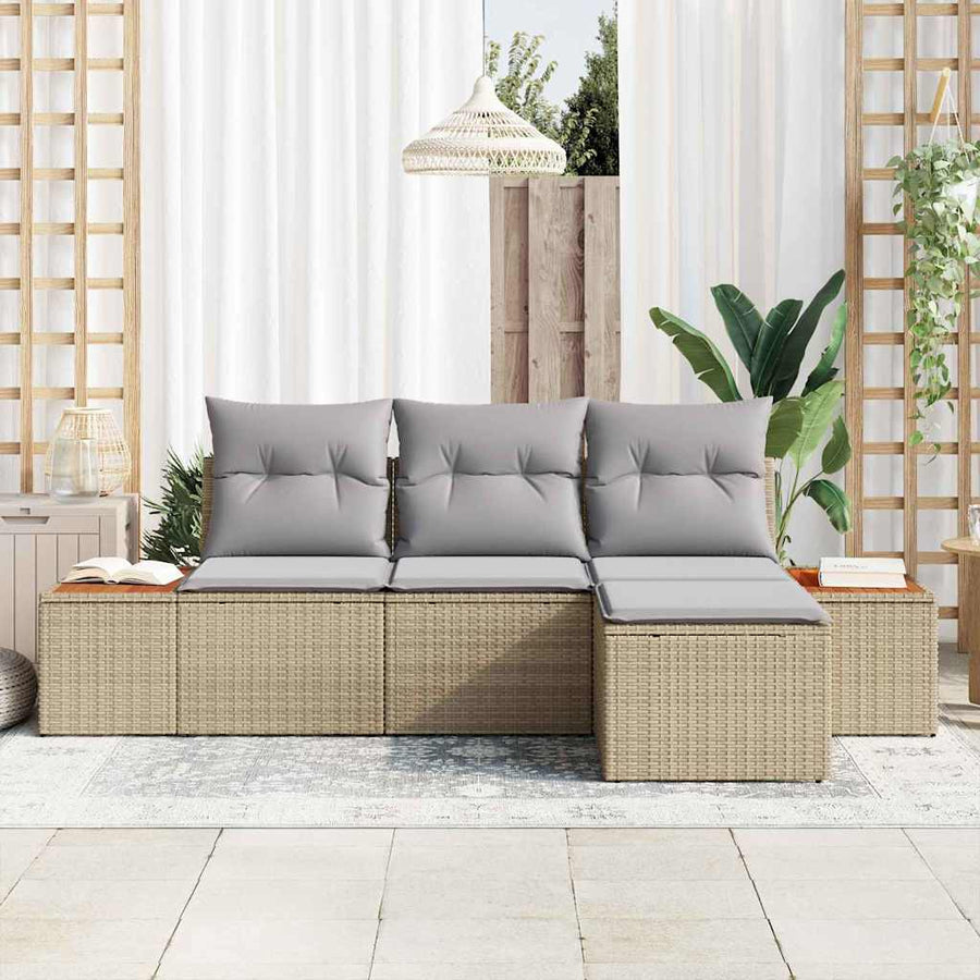 Tuin Sofa Set met kussen met kussen 4 pcs Beige poly rattan