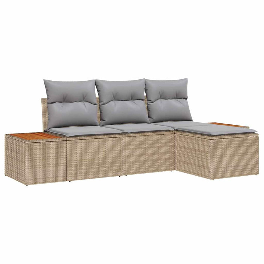 Tuin Sofa Set met kussen met kussen 4 pcs Beige poly rattan