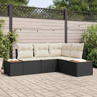 Tuinbankenset poly rotan zwart 5 delig
