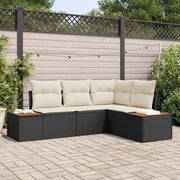 Tuinbankenset poly rotan zwart 5 delig