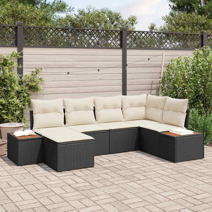 Tuin Sofa Set met kussen 6 pcs Zwart poly rattan