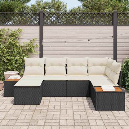 Tuin Sofa Set met kussen 6 pcs Zwart poly rattan